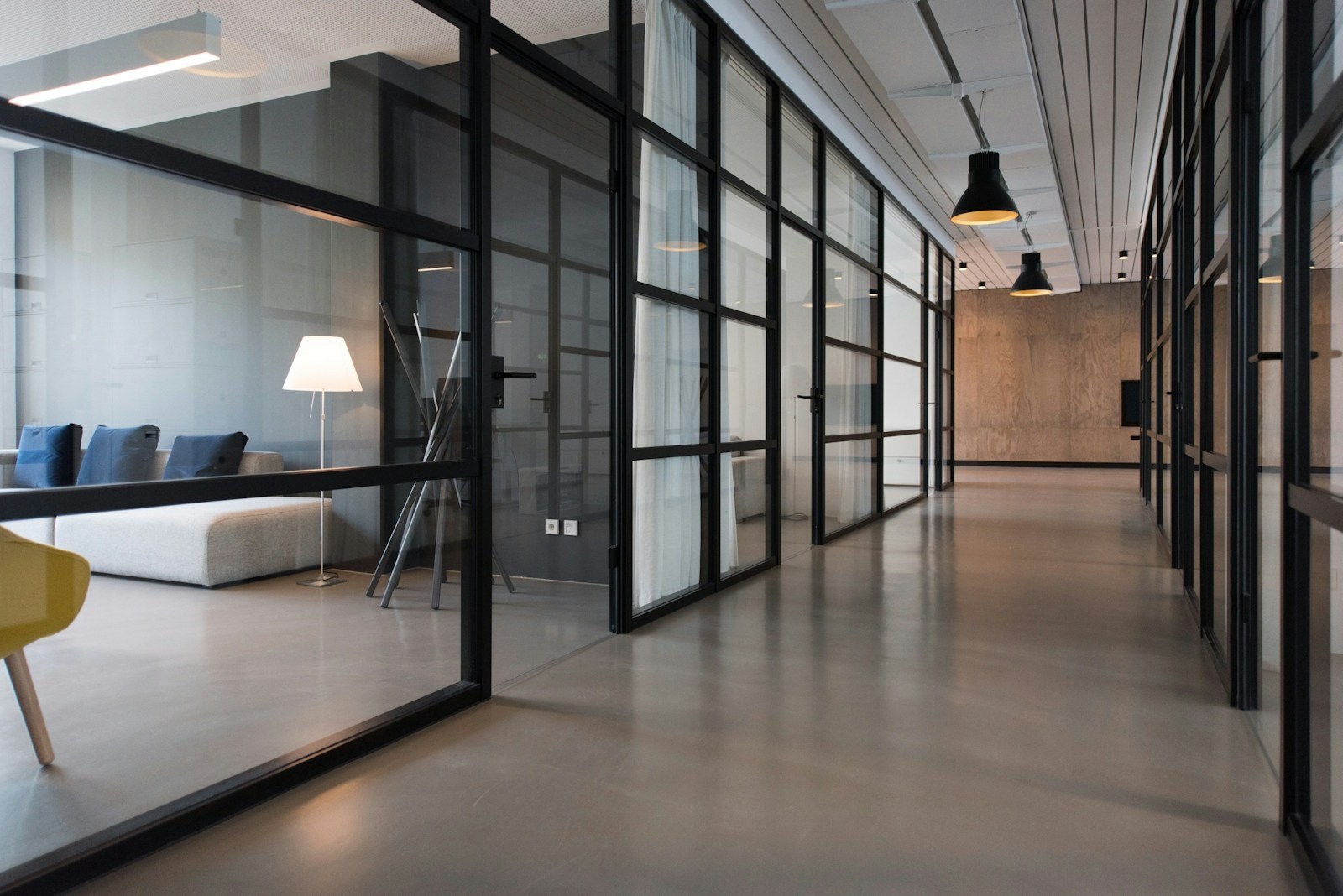Professional office with glass meeting rooms